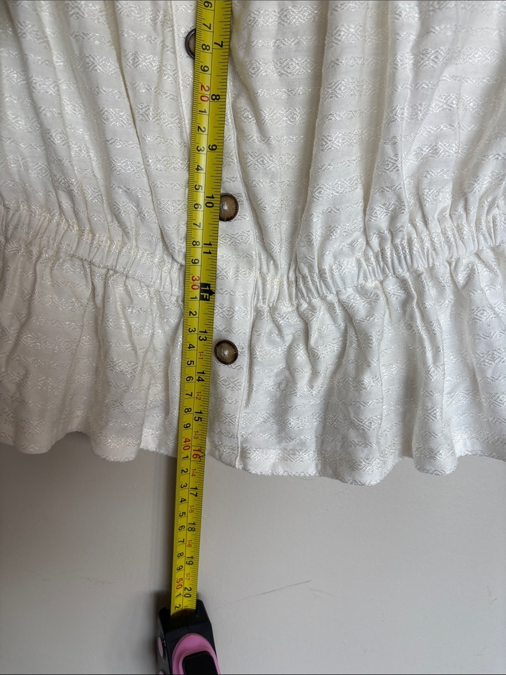 Express White Textured Peplum Off Shoulder Puff Sleeve Top Medium - Picture 6 of 7